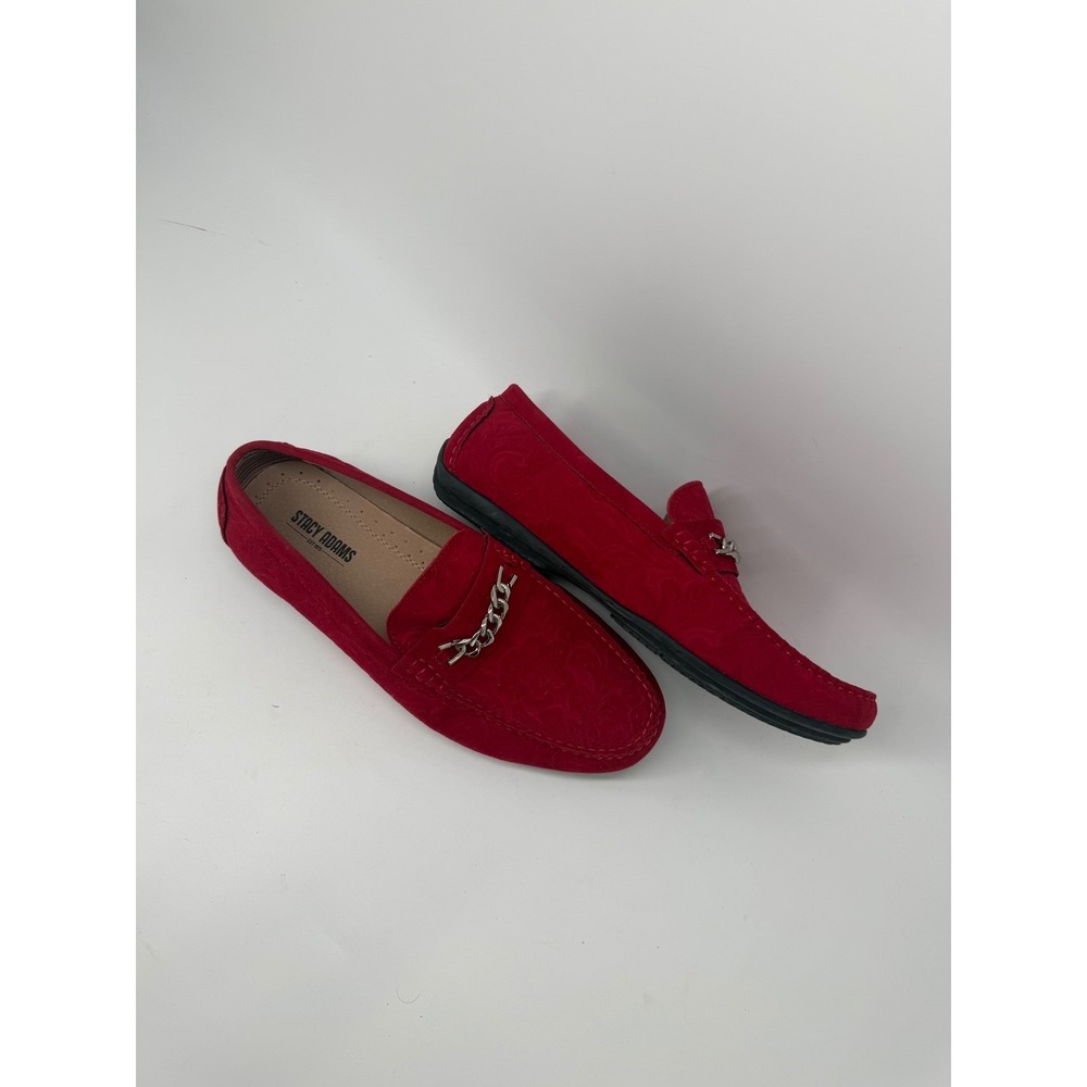 Stacy Adams Mens Red Floral Paisley Embossed Chain Loafers 25358-600 Size 9 M - Picture 3 of 6